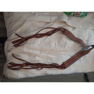 70s Boho Landlubber  Belt With Fringe Multicolor. 27 Inch Wiast